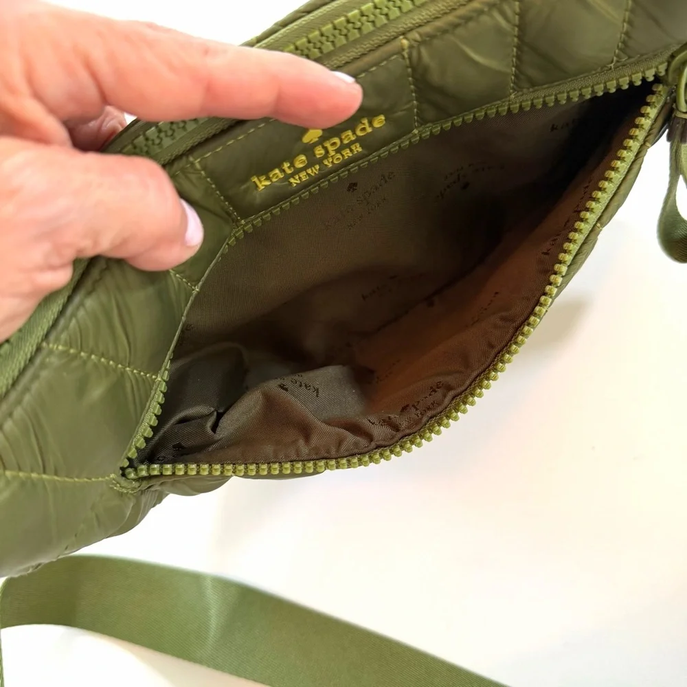 Kate Spade Camden Quilted Nylon Crossbody Bag Kelp Forest Adjustable Strap Chic